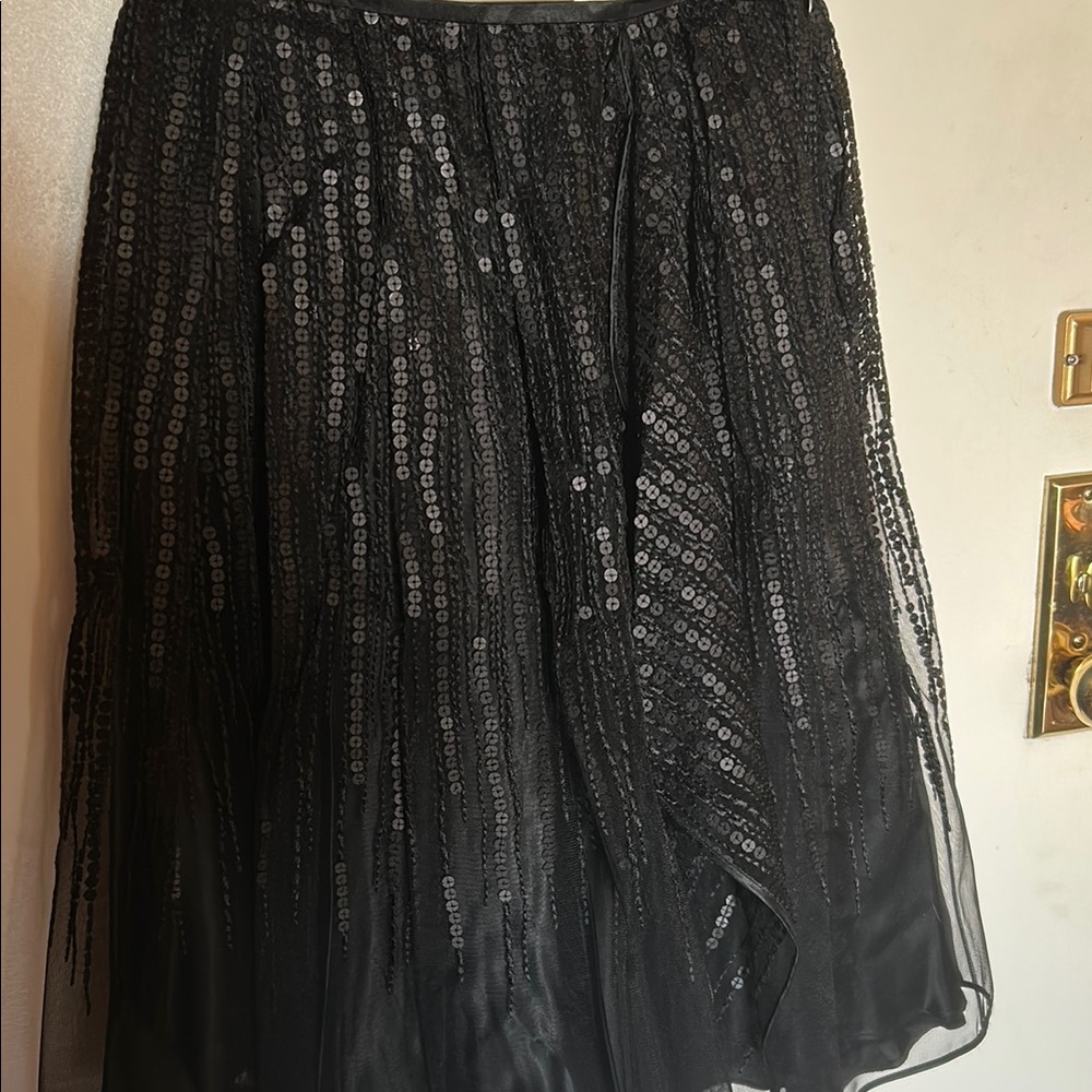 Laurel Foundry Modern  dressy Black Sequin Asymmetrical Bubble Skirt